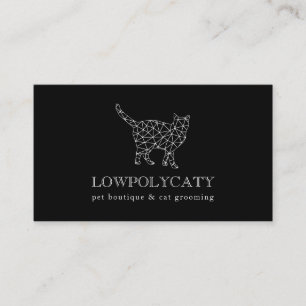 Black Modern Polygonal Cat Business Card