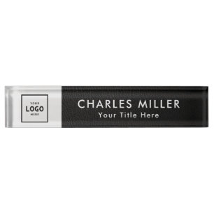 Black Modern Professional business logo  Desk Name Nameplate