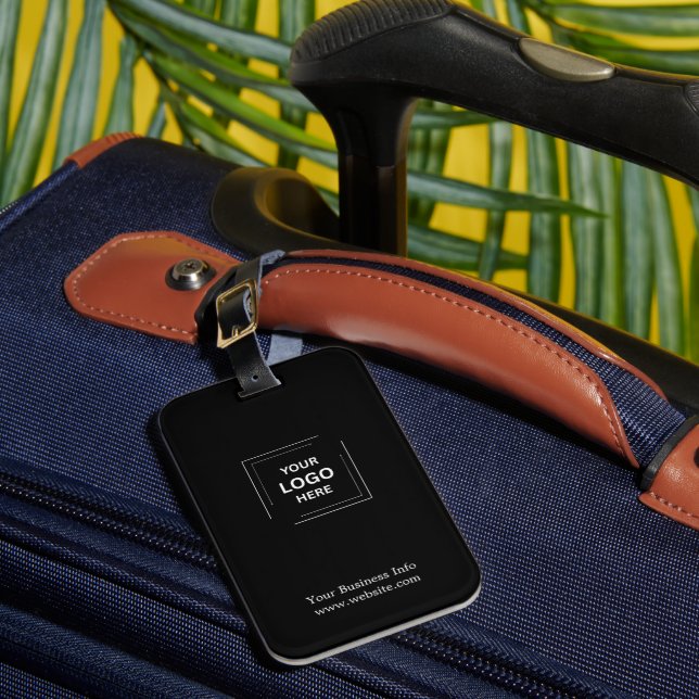 Black Modern Professional Custom Business Logo Luggage Tag (Front Insitu 1)