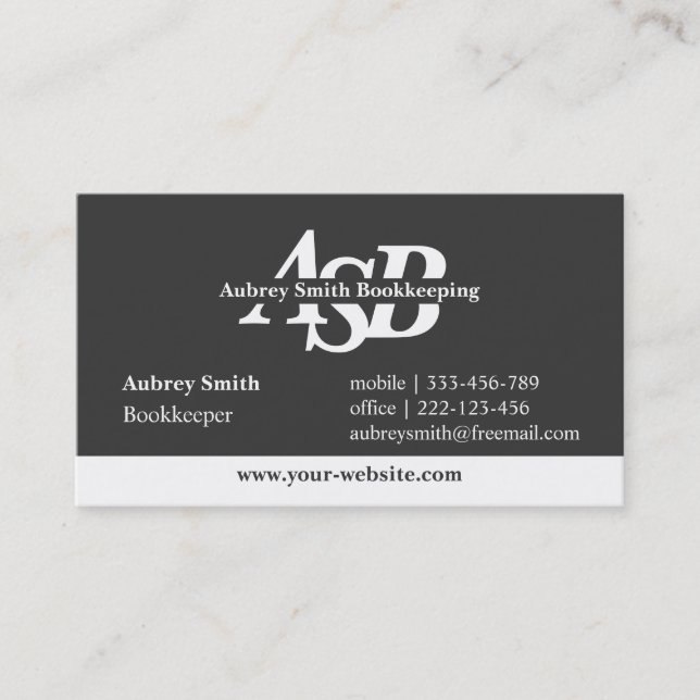 Black Modern Professional Monogram Business Cards (Front)