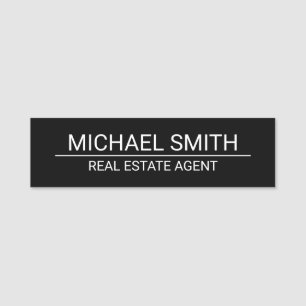 Black Modern Professional Personalised Name Tag