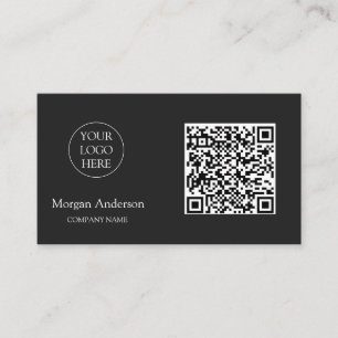 Black Modern Professional QR Code Business Logo Business Card