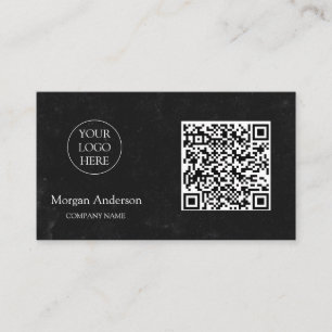 Black Modern Professional QR Code Business Logo  Card