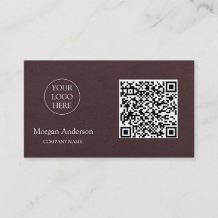 Black Modern Professional QR Code Business Logo Card