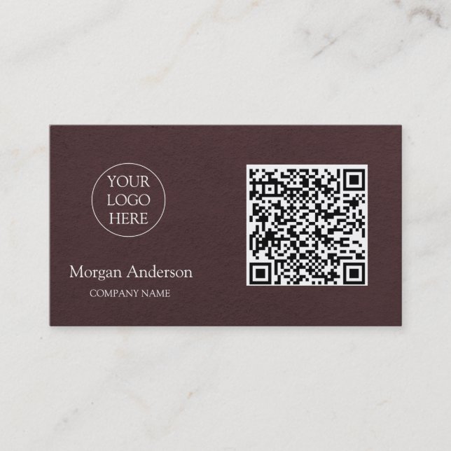 Black Modern Professional QR Code Business Logo  Card (Front)