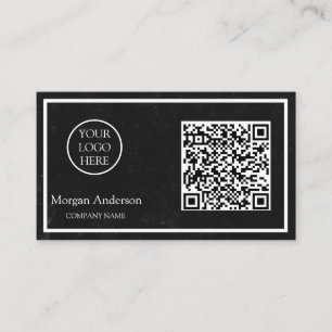 Black Modern Professional QR Code Business Logo  Card