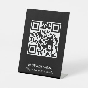 Black Modern QR Code Business Display Pedestal  Sign