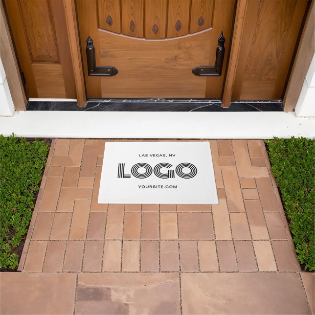 Black Modern Rectangular Logo Doormat (Outdoor)
