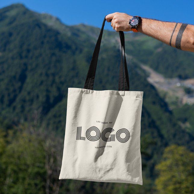 Black Modern Rectangular Logo Promo Tote Bag (Black Modern Rectangular Logo Promo Tote Bag)