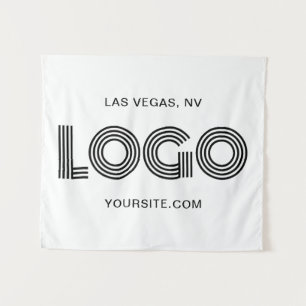 Black Modern Rectangular Logo Tapestry