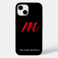 Black modern red monogram professional