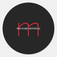 Black modern red monogram professional