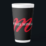 Black modern red monogram professional latte mug<br><div class="desc">It is an excellent product that will make you say "how simple but impressive a design". Why not pamper yourself with such a design?</div>