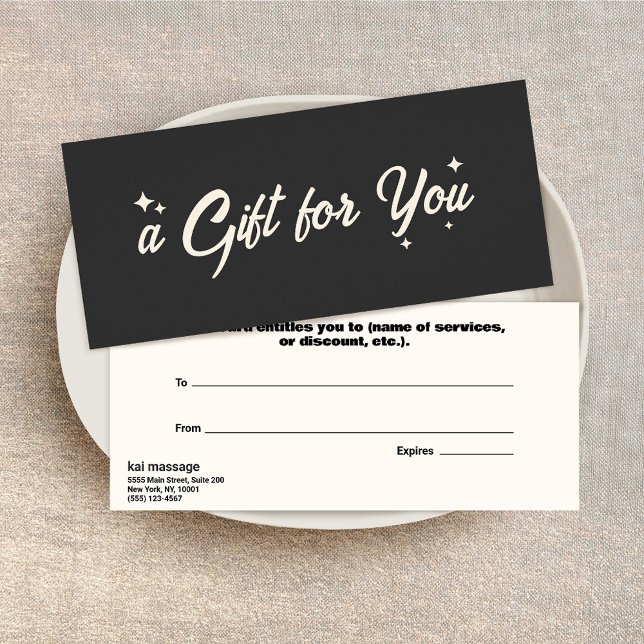 Black Modern Retro Gift Certificate (Creator Uploaded)