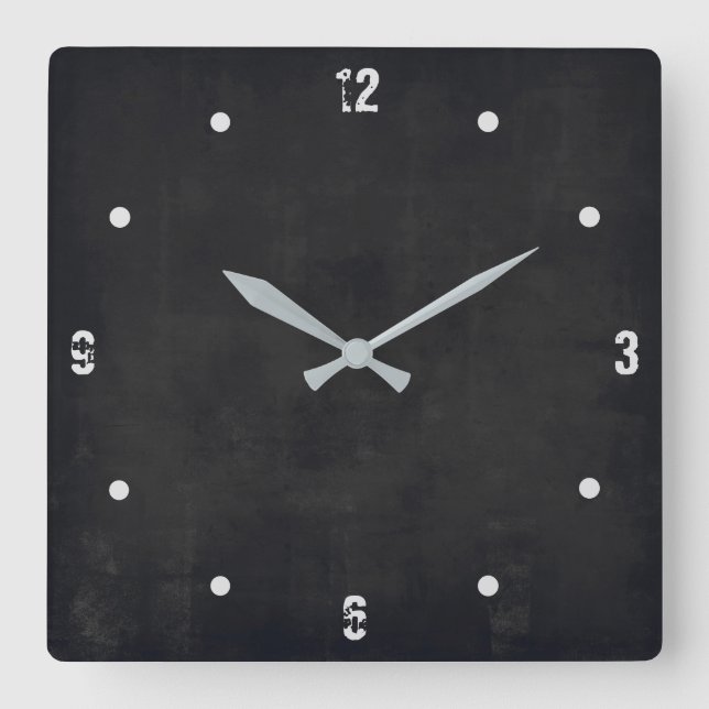 Black Modern Rustic Elegant Abstract Square Wall Clock (Front)