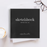 Black Modern Rustic Hand Lettered Sketchbook