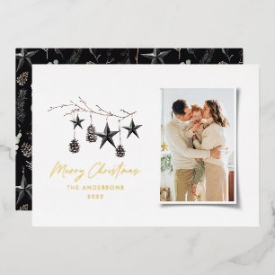 black modern scandi elegant script Christmas photo