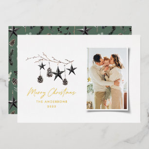 Black modern scandi elegant script Christmas photo