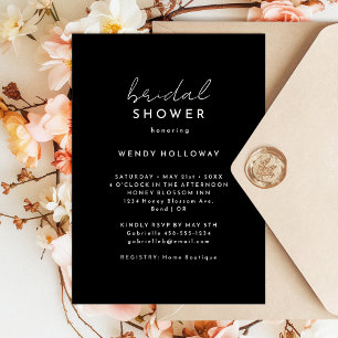 Black Modern Script Bridal Shower Invitation