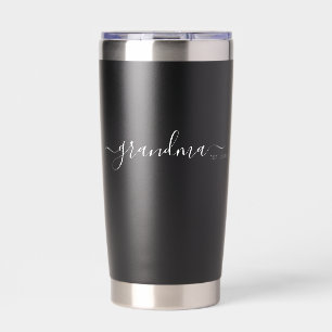 Black Modern Script Established Grandma Insulated Tumbler
