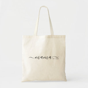 Black Modern Script Established Mama Tote Bag