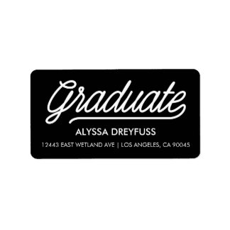 Black Modern Script Graduate Address Labels