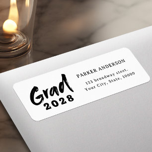 Black Modern Script Graduation Return Address