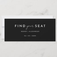 Black Modern Script Hanging Seating Chart Header