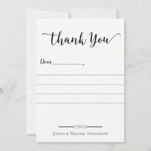Black Modern Script Minimal Full Photo Thank You Card