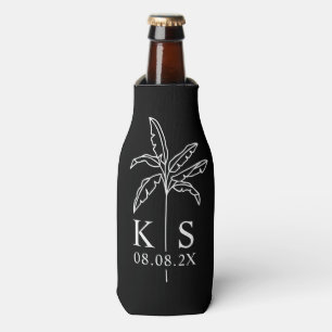 Black Modern Script Personalised Groomsmen  Bottle Cooler