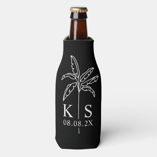 Black Modern Script Personalised Groomsmen  Bottle Cooler (Bottle Front)