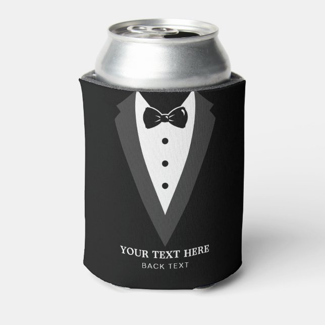 Black Modern Script Personalised Groomsmen Can Coo Can Cooler (Can Back)