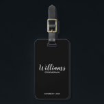 Black Modern Script Personalised Groomsmen Luggage Tag<br><div class="desc">Modern Script Personalised Groomsmen Luggage Tag
featuring personalised groomsman's name in white modern script font style with title and wedding date in modern sans serif font style on black background.

Also perfect for Maid of Honour,  Flower Girl,  Mother of the Bride,  Groomsmen,  Best man and more.</div>