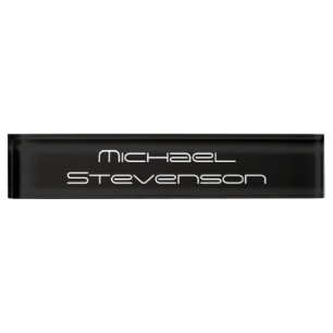 Black Modern Script Professional Nameplate