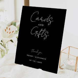 Black Modern Script Wedding Cards and Gifts Sign