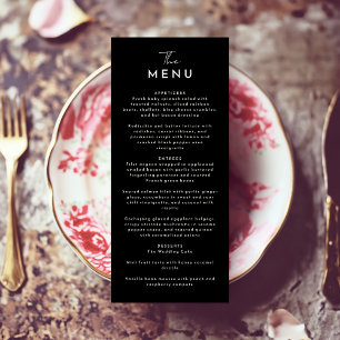 Black Modern Script Wedding Flat Menu