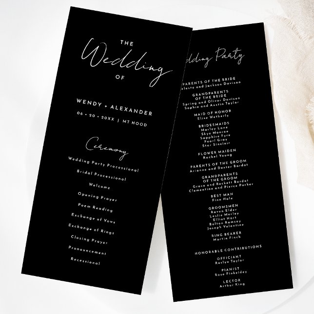 Black Modern Script Wedding Flat Program Programme (Creator Uploaded)