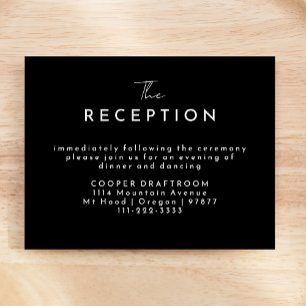 Black Modern Script Wedding Reception Enclosure Card