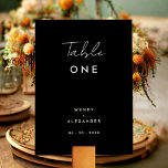 Black Modern Script Wedding Table Number Card<br><div class="desc">Welcome to our Black Modern Script Wedding Table Number Card design, where modern minimalism meets the artistry of calligraphy. This curated aesthetic brings an air of sophistication to your special day- with a twist of boho, casual charm. The combination of simple typography with a stylish script font adds a unique...</div>