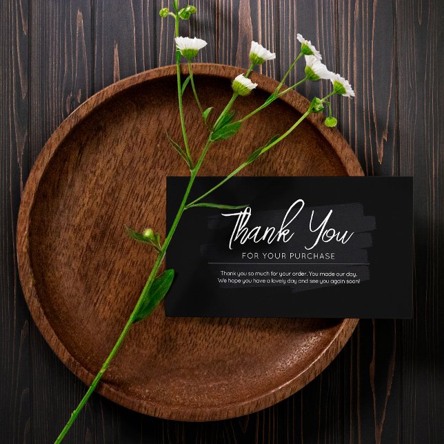 Black Modern Simple Mini Thank You Business Cards (Creator Uploaded)