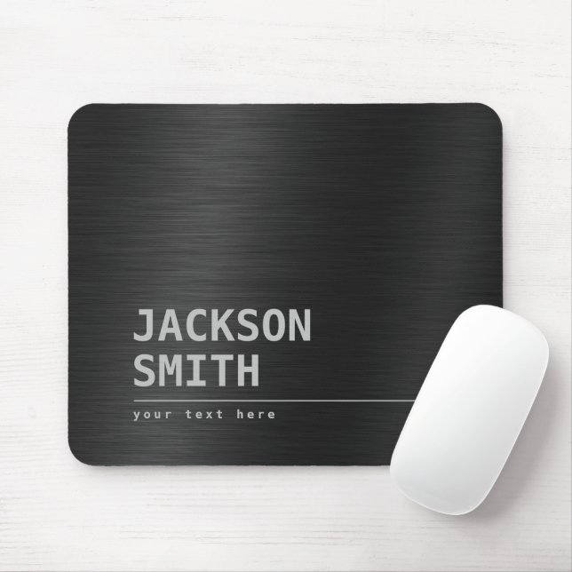 Black Modern Simple Name Personalised Groomsmen Mouse Pad (With Mouse)