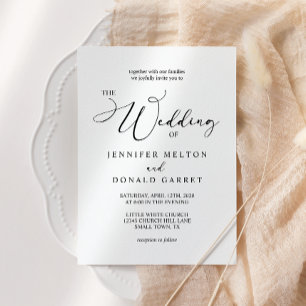Black Modern Simple Script All In One Wedding Invitation