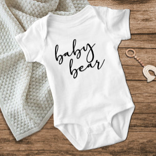 Black Modern Simple Script Baby Bear Bodysuit