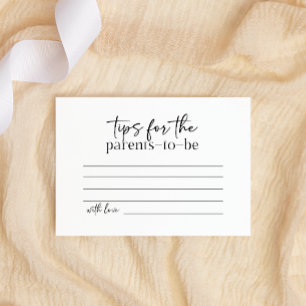 Black Modern Simple Script Baby Parenting Tip Note Card