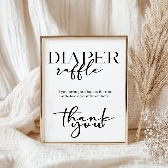 Black Modern Simple Script Baby Shower Diaper Poster (Creator Uploaded)
