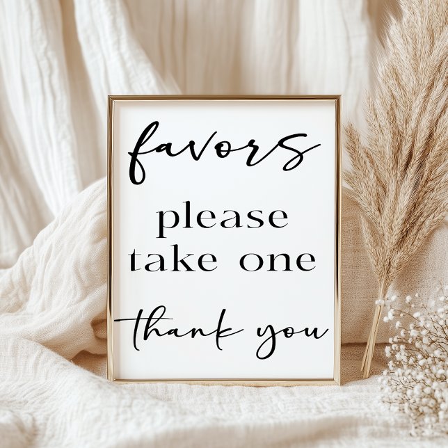 Black Modern Simple Script Baby Shower Favors Poster (Creator Uploaded)