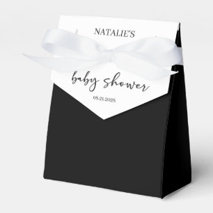 Black Modern Simple Script Baby Shower Favour Box