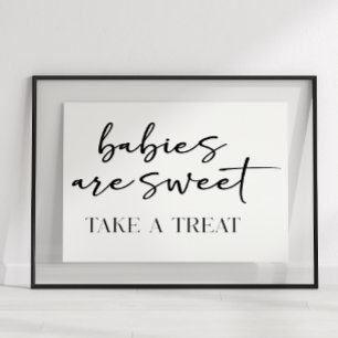 Black Modern Simple Script Baby Shower Favour Poster