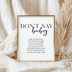 Black Modern Simple Script Baby Shower Game Poster