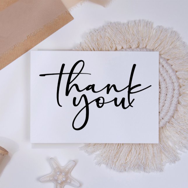 Black Modern Simple Script Baby Shower Thank You Card (Creator Uploaded)